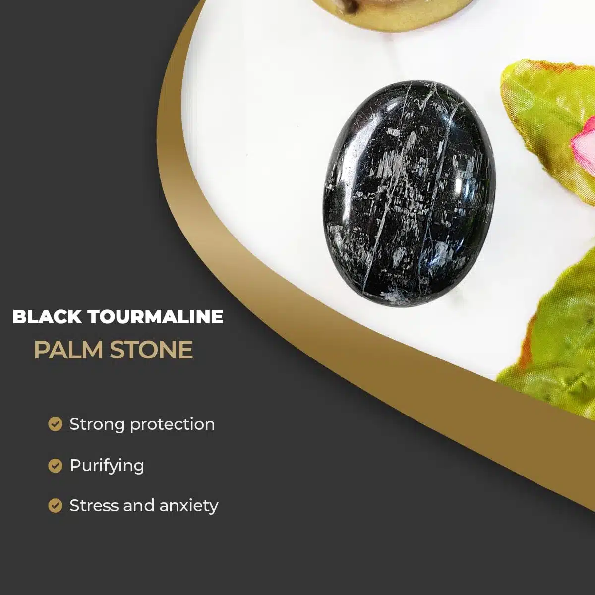 Black Tourmaline Palm stone (6) Shop Natural Crystal Black Tourmaline Palm stone