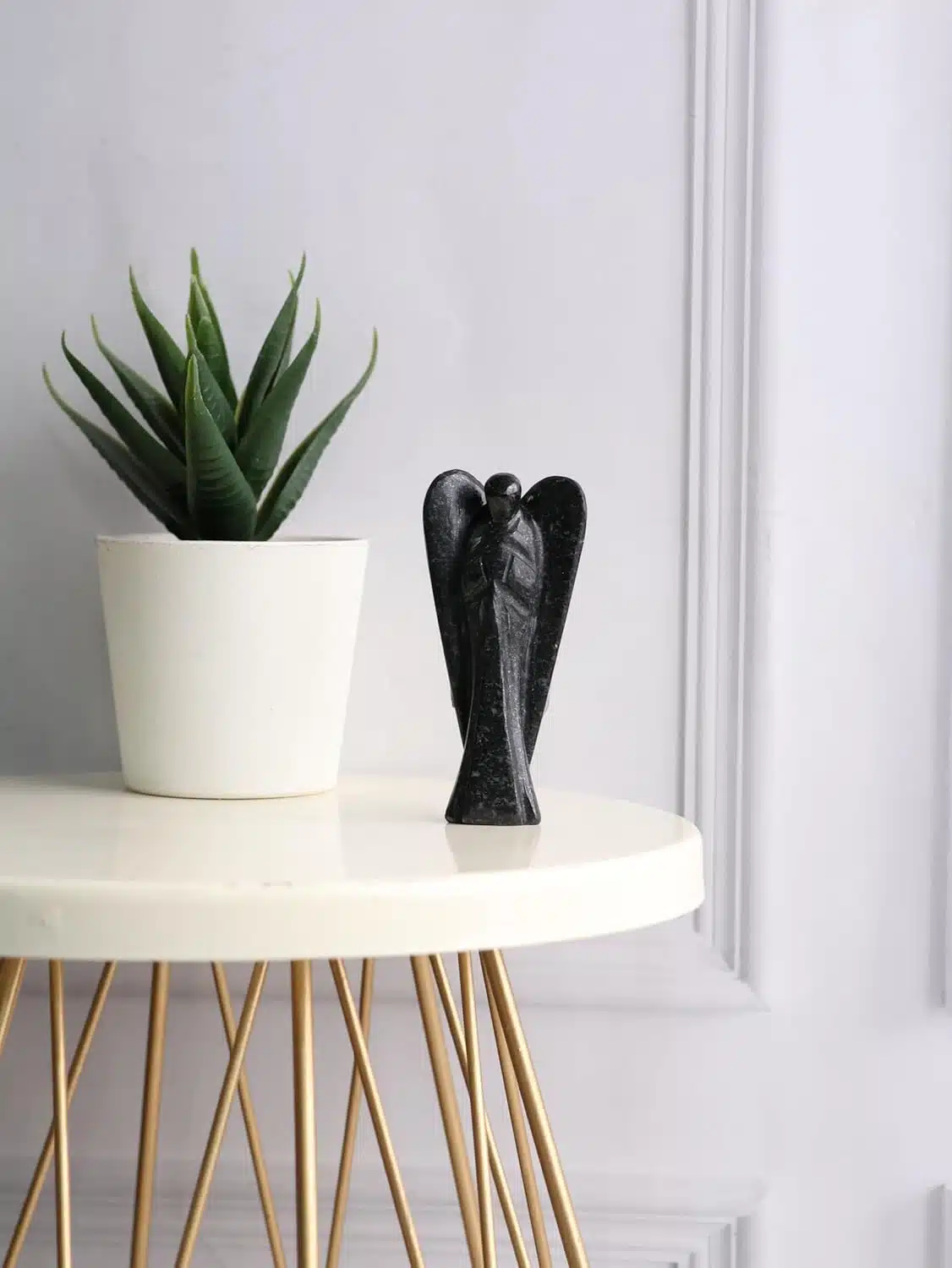 Black Tourmaline Stone Carved Angel-Shubhanjali (4) Shop Crystal Black Tourmaline Stone Carved Angel