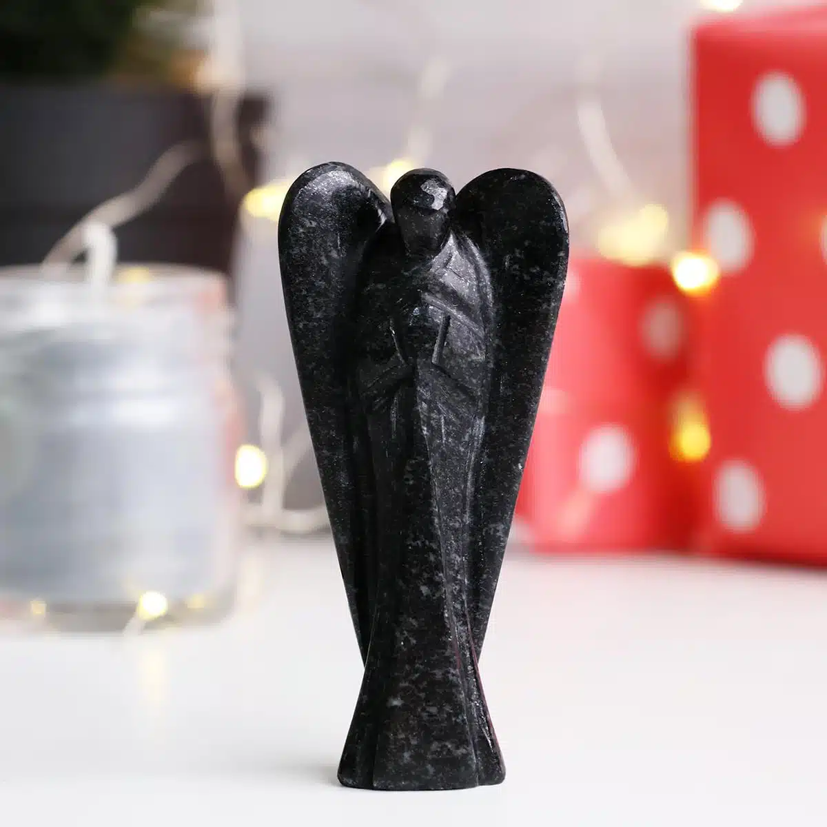 Black Tourmaline Stone Carved Angel-Shubhanjali (5) Shop Crystal Black Tourmaline Stone Carved Angel