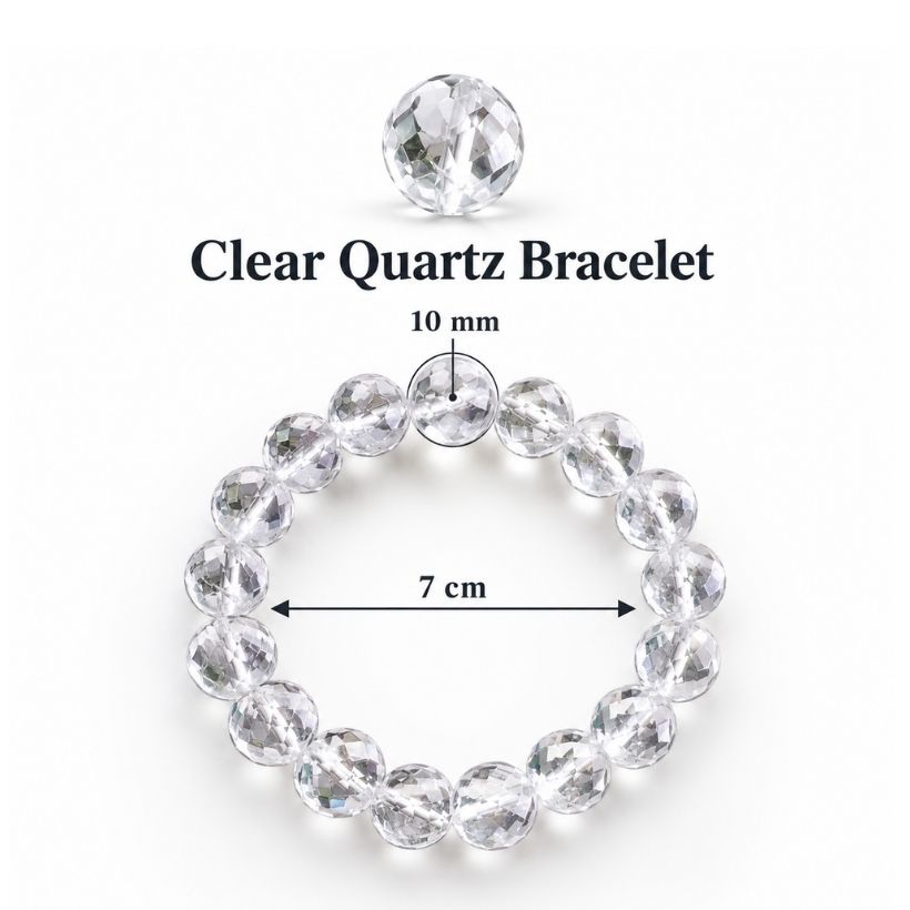 Clear Quartz Faceted Round Beads Bracelet clear quartz faceted round beads bracelet