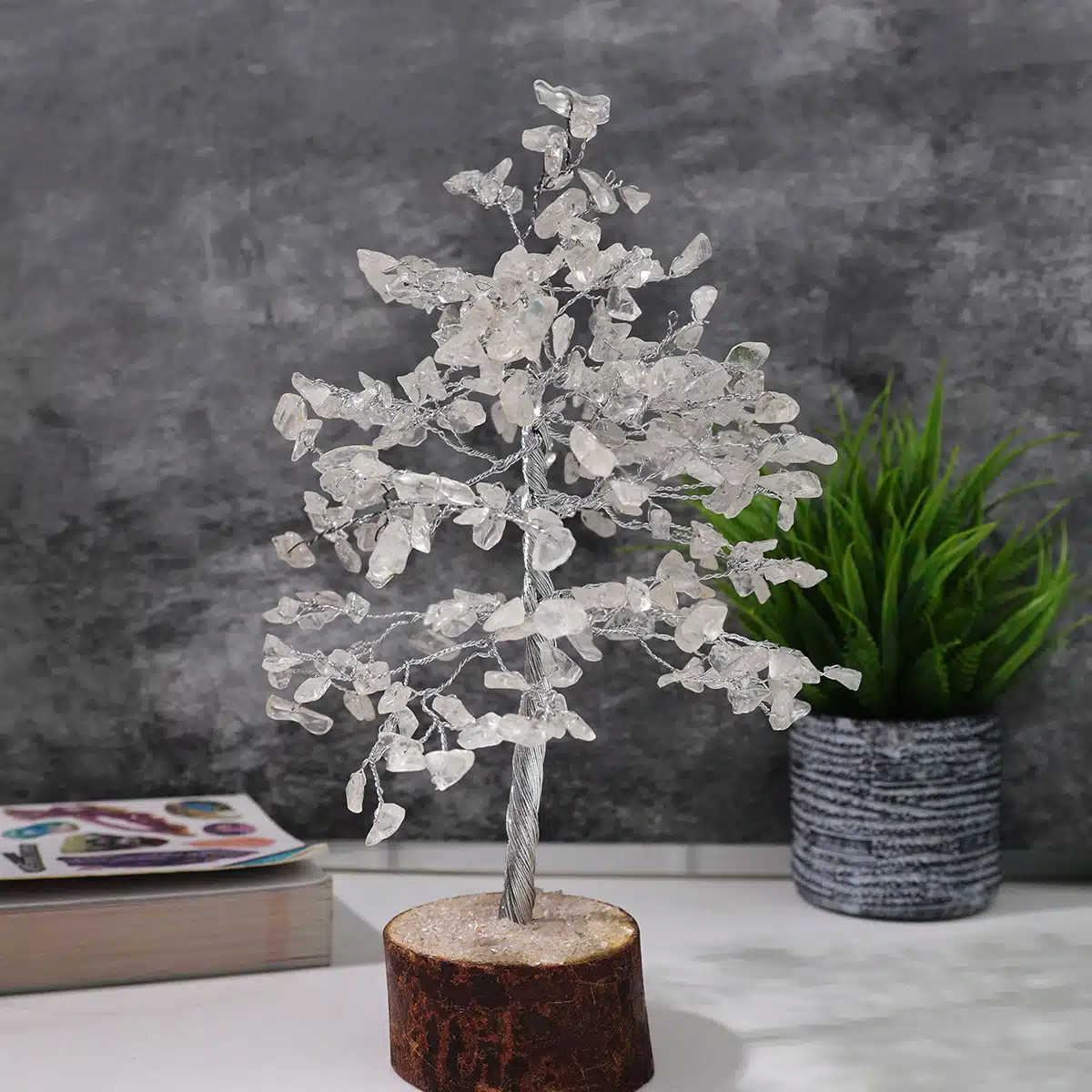 Clear Quartz Tree 300 Beads-Shubhanjali (2) Shop Clear Quartz Crystal Tree 300 Beads