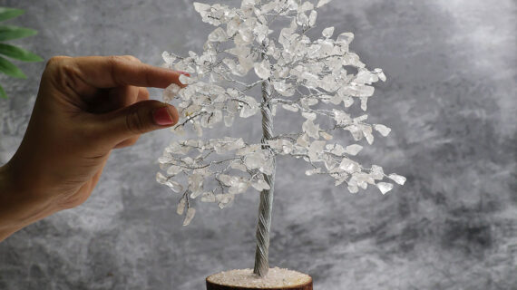 Clear Quartz Tree 300 Beads, Silver Wired