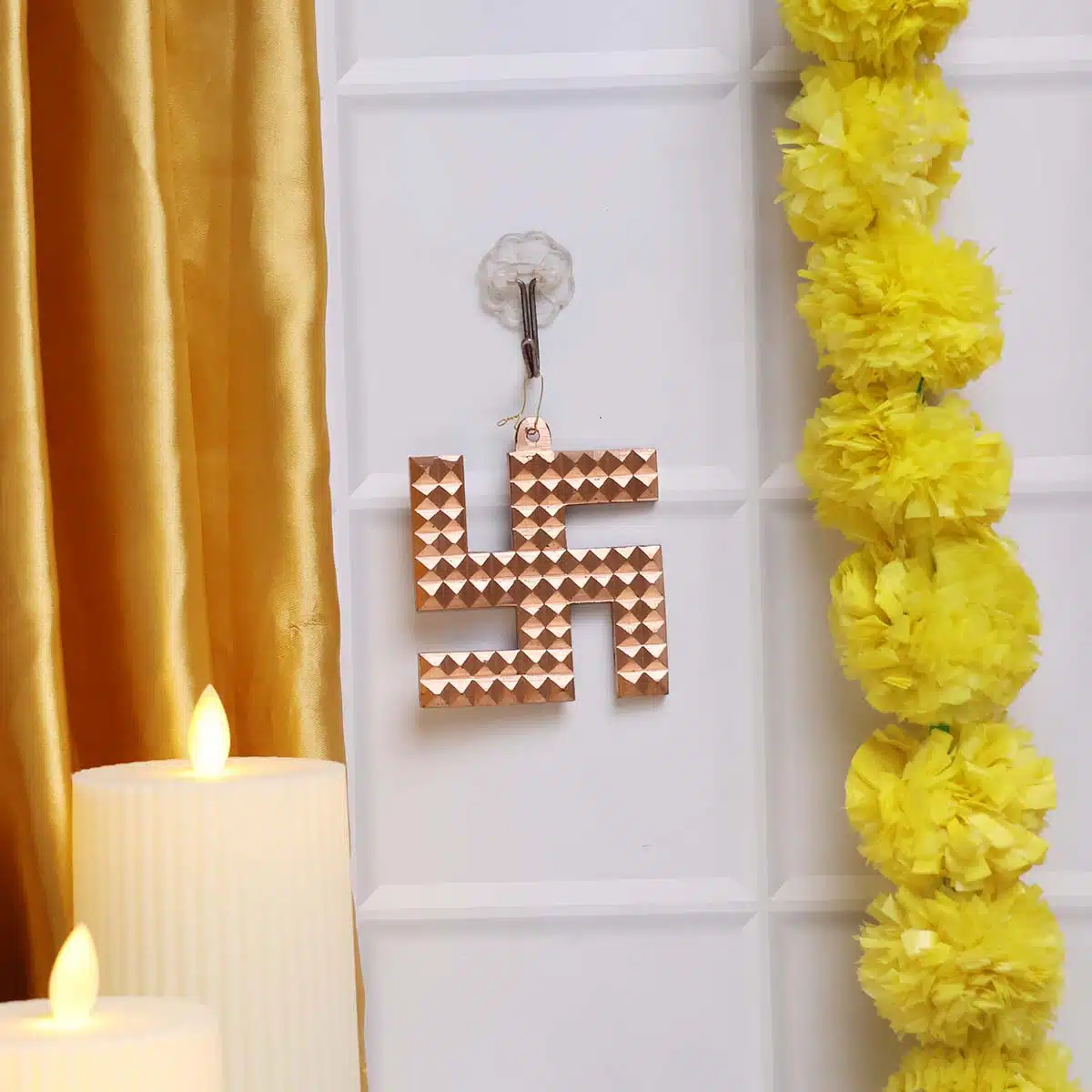 Copper Swastik Pyramid-Shubhanjali (5) Shop Copper Swastik Pyramid for Hanging