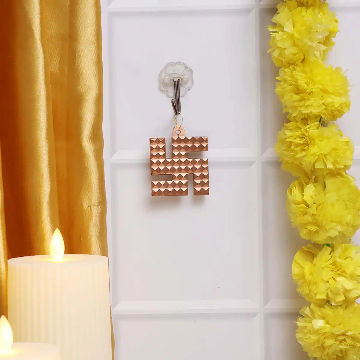 Copper Swastik Pyramid-Shubhanjali (6) Shop Copper Swastik Pyramid for Hanging