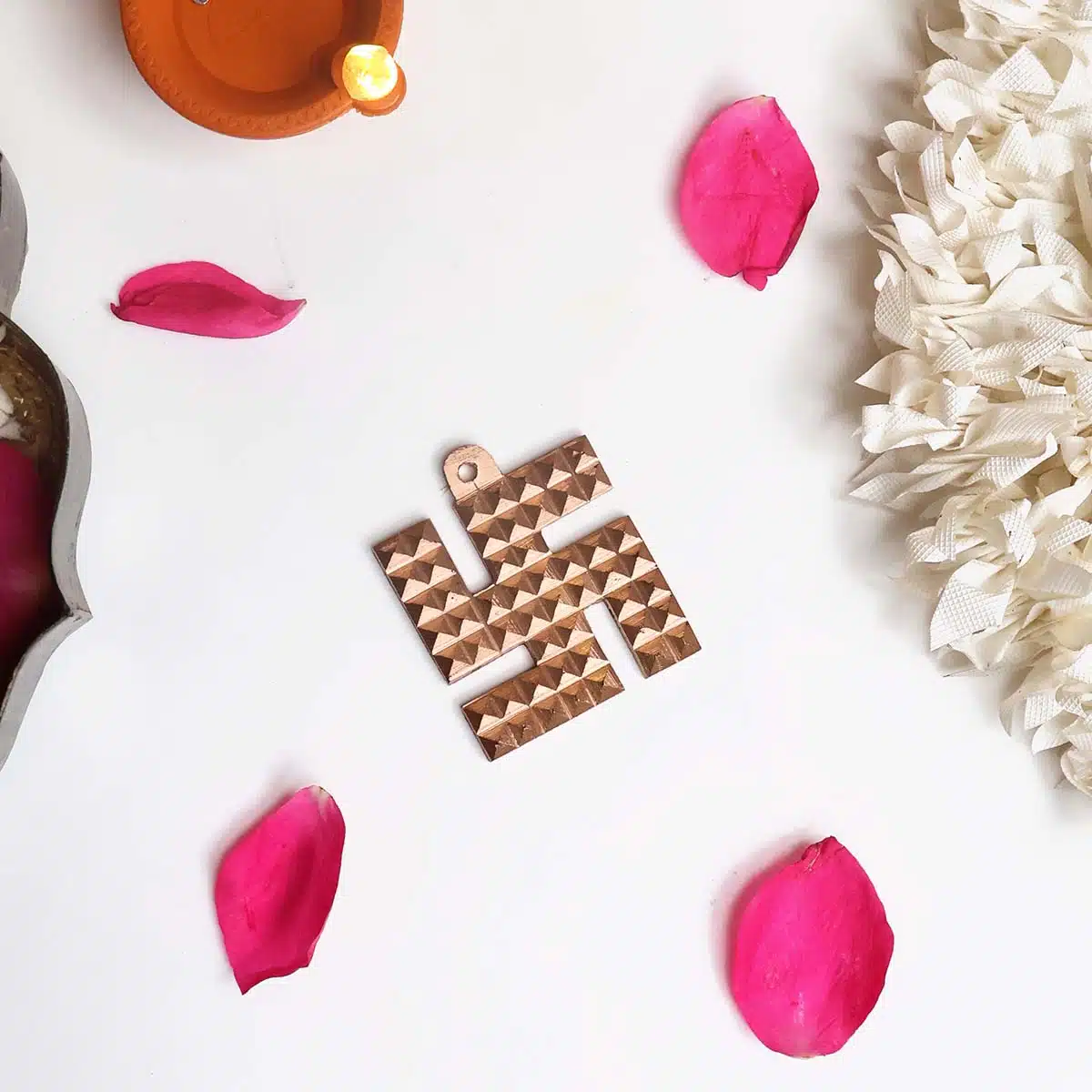 Copper Swastik Pyramid-Shubhanjali (7) Shop Copper Swastik Pyramid for Hanging