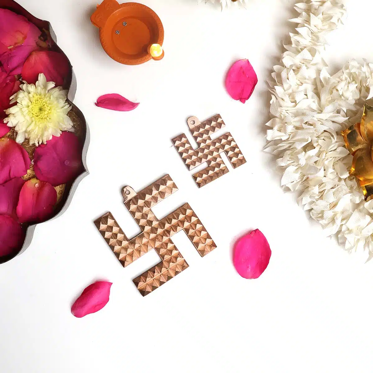 Copper Swastik Pyramid-Shubhanjali (8) Shop Copper Swastik Pyramid for Hanging