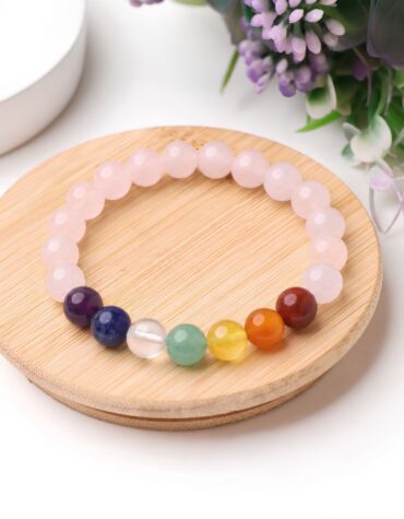 rose quartz 7 chakra bracelet