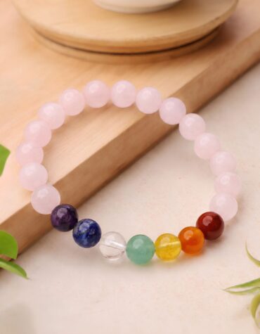 rose quartz 7 chakra bracelet