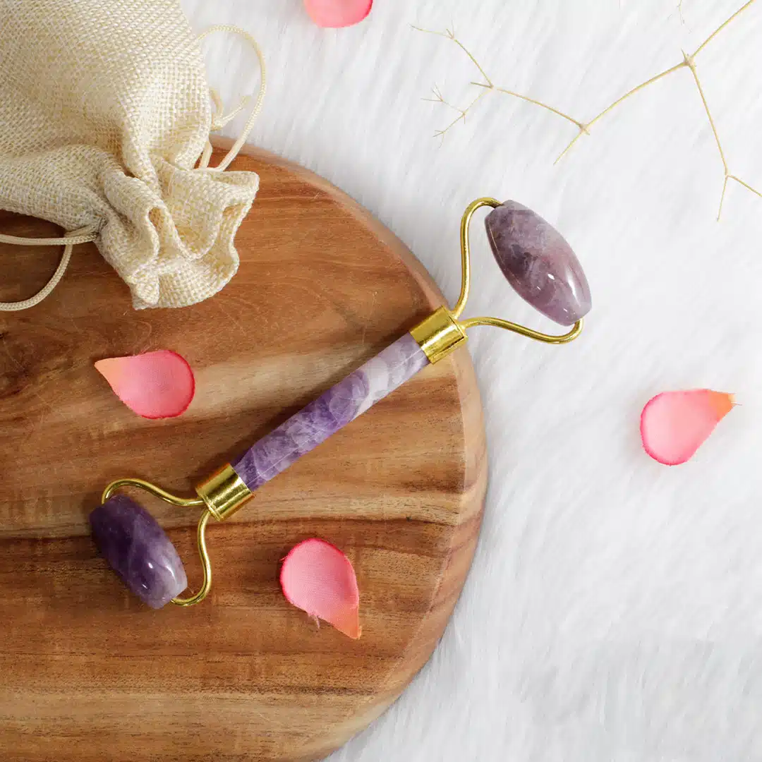 Shubhanjali-Amethyst Face Massage Roller Shop Natural Amethyst Face Massage Roller