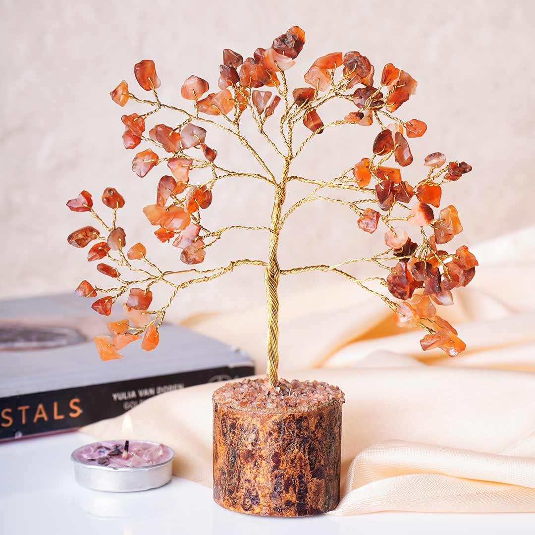 Shubhanjali-Red Carnelian Crystal Chips Tree_100 Shop Red Carnelian Chips Tree (100-300 Beads)