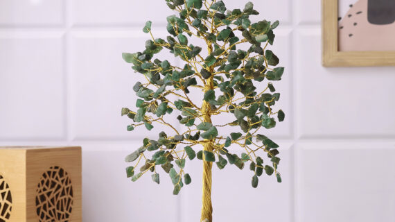 Green Jade Tree Gold Wire – 300 Beads