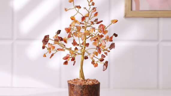 Red Carnelian Tree Gold Wire – 100 Beads