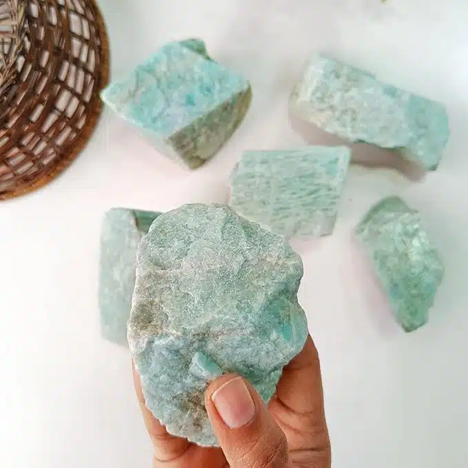 Amazonite Rough Raw Stone-Shubhanjali (2) Shop Amazonite Crystal Rough Raw Stone