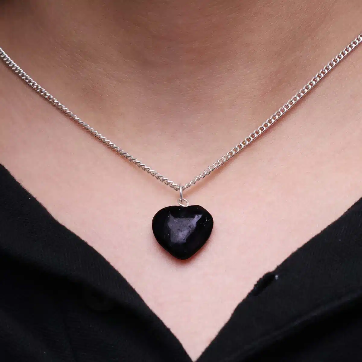 Black Tourmaline Mini Heart Pendant-Shubhanjali (3) Shop Black Tourmaline Crystal Mini Heart Pendant
