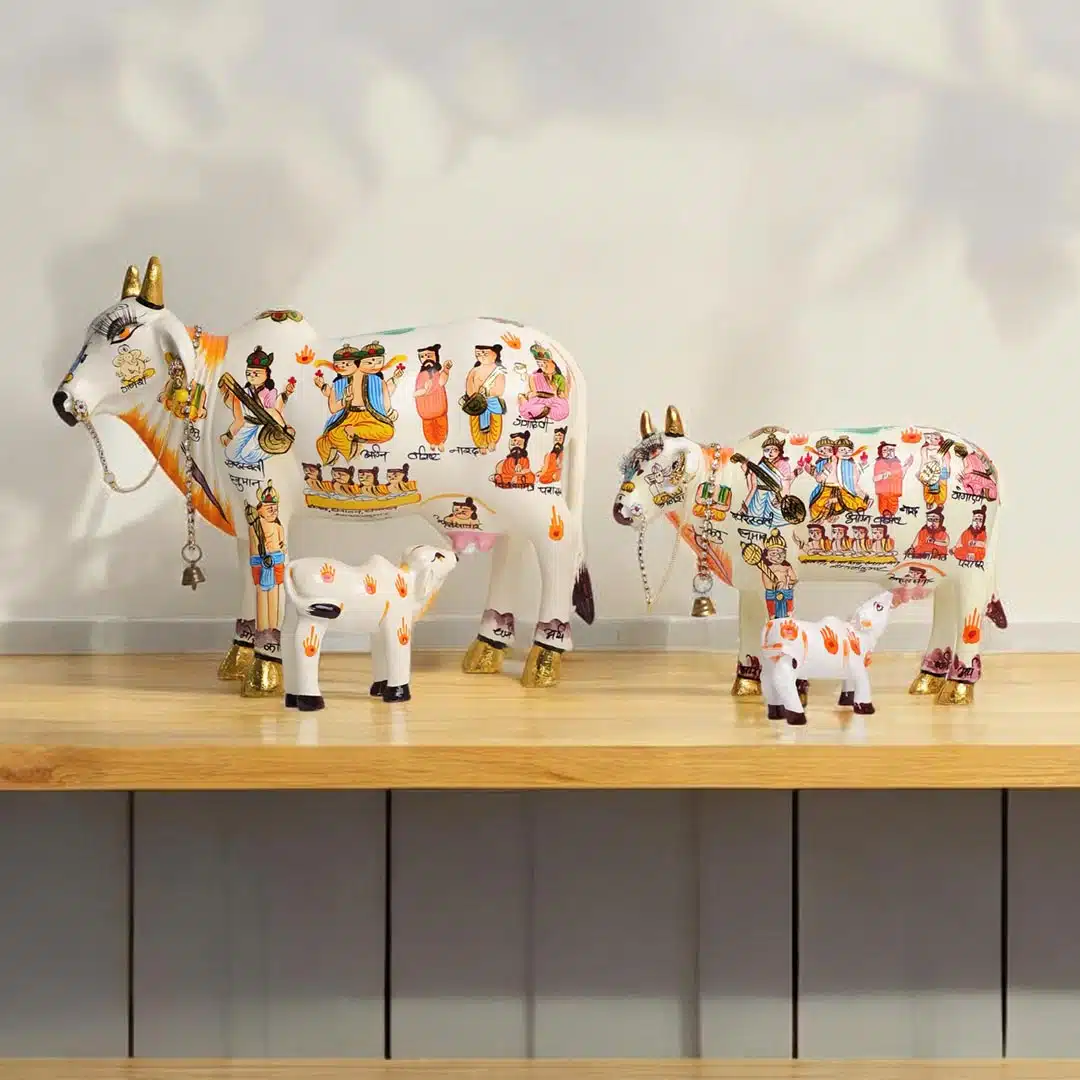Kamdhenu Idol God Cow With Calf-Shubhanjali (1) Shop Kamdhenu Idol God Cow With Calf