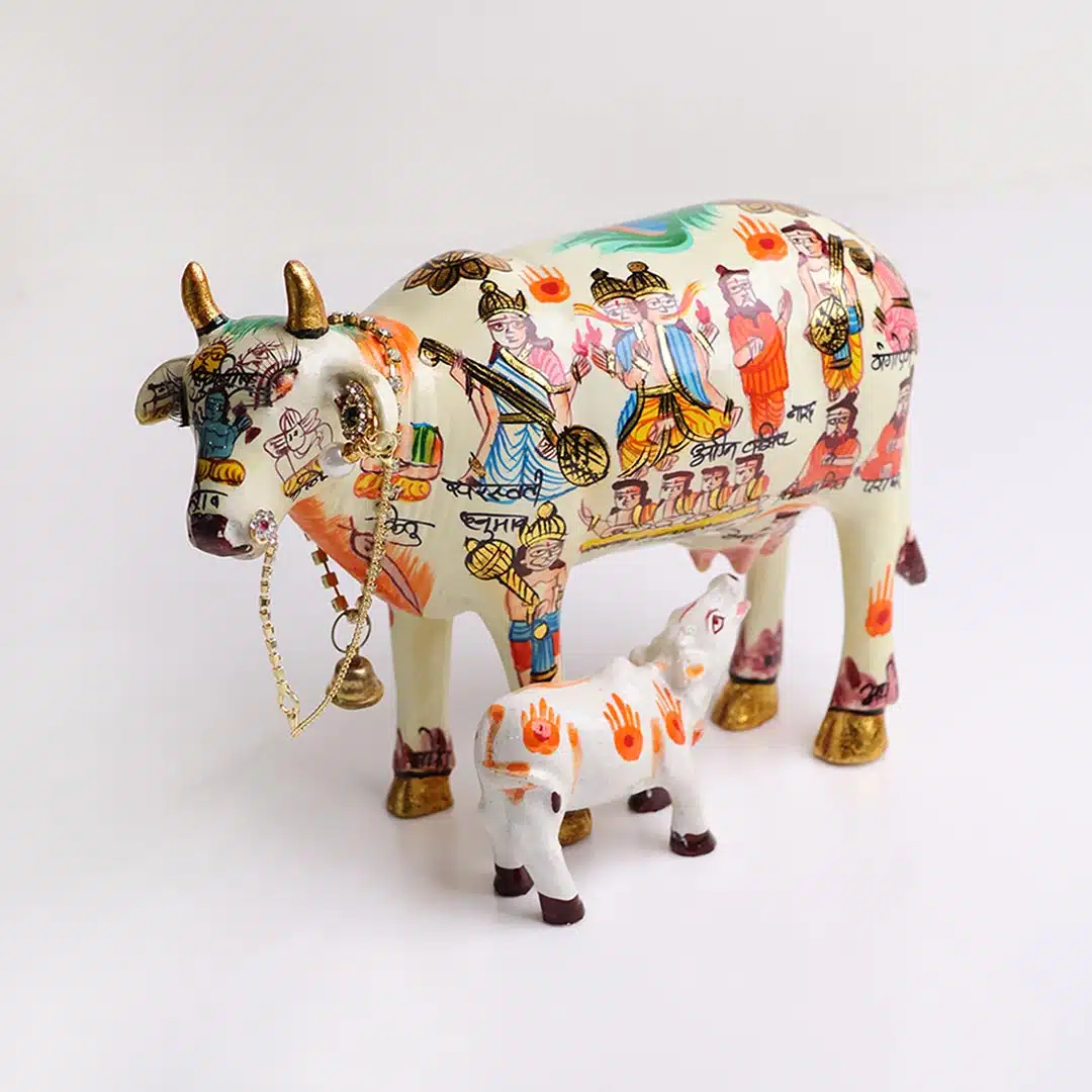 Kamdhenu Idol God Cow With Calf-Shubhanjali (2) Shop Kamdhenu Idol God Cow With Calf