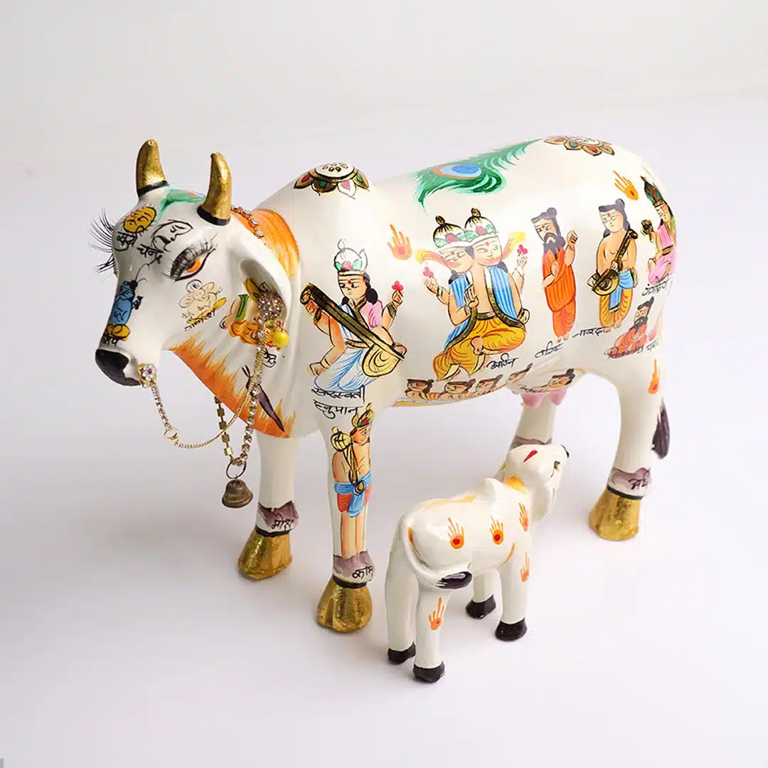Kamdhenu Idol God Cow With Calf-Shubhanjali (3) Shop Kamdhenu Idol God Cow With Calf