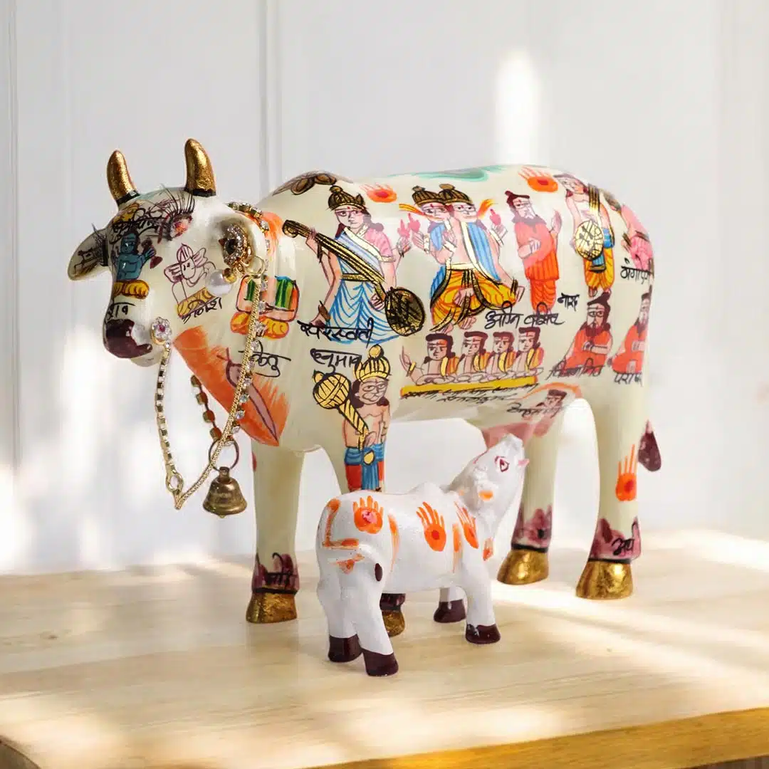 Kamdhenu Idol God Cow With Calf-Shubhanjali (6) Shop Kamdhenu Idol God Cow With Calf