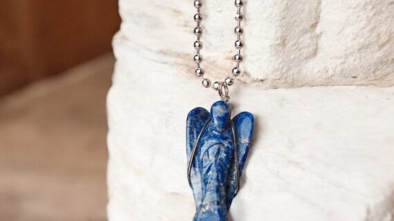 Lapis Lazuli Wire-Wrapped Angel Pendant