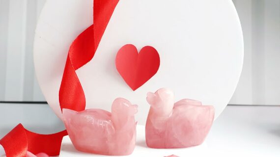 Rose Quartz Duck Pair