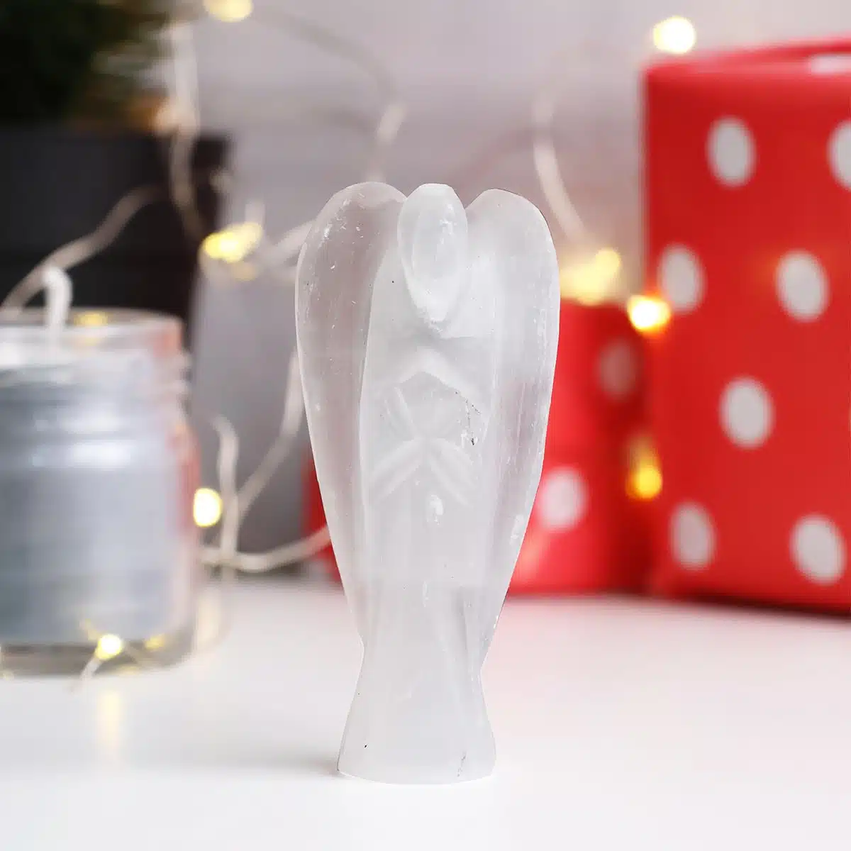 Selenite Carved Selenite Angel-Shubhanjali (4) Shop Selenite Carved Crystal Angel