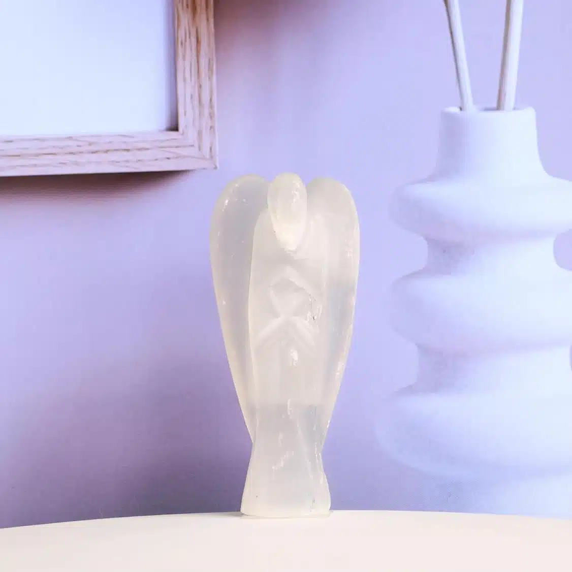 Selenite Carved Selenite Angel-Shubhanjali (5) Shop Selenite Carved Crystal Angel