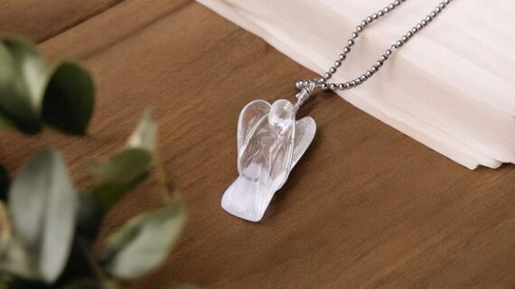 Clear Quartz Wire-Wrapped Angel Pendant