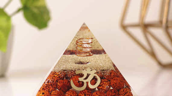 Om Engraved Rudraksha Orgone Pyramid