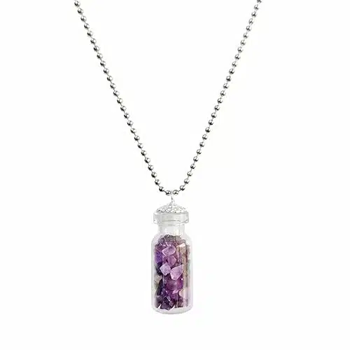 Amethyst Bottle Pendant-Shubhanjali (1) Shop Small Amethyst Crystal Bottle Pendant,Mini Jar Glass Bottle Pendant