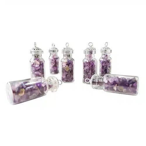 Amethyst Bottle Pendant-Shubhanjali (2) Shop Small Amethyst Crystal Bottle Pendant,Mini Jar Glass Bottle Pendant