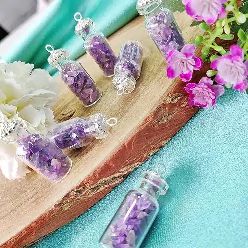 Amethyst Bottle Pendant-Shubhanjali (4) Shop Small Amethyst Crystal Bottle Pendant,Mini Jar Glass Bottle Pendant