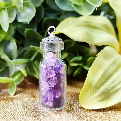 Amethyst Bottle Pendant-Shubhanjali (5) Shop Small Amethyst Crystal Bottle Pendant,Mini Jar Glass Bottle Pendant