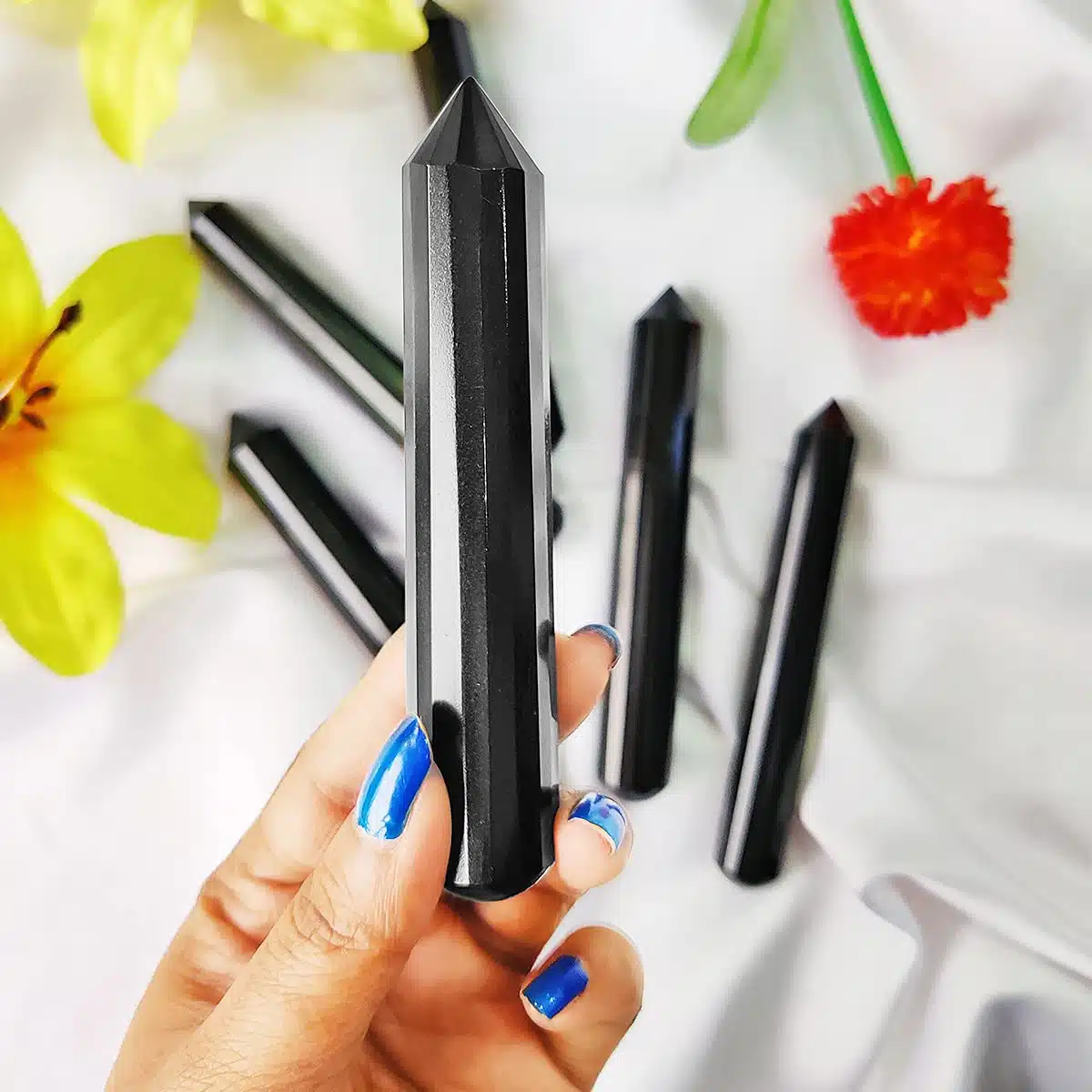 Black Tourmaline Pencil Massager Wand-Shubhanjali (5) Shop Black Tourmaline Crystal Pencil Massager Wand