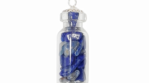 Small Lapis Lazuli Bottle Pendant,Mini Jar Glass Bottle Pendant