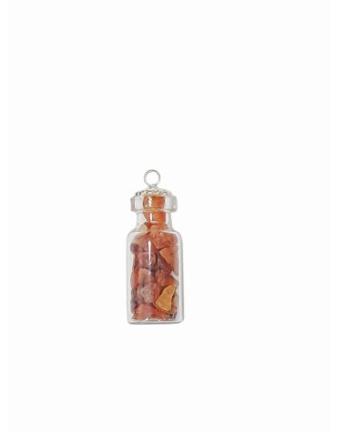 Small Red Carnelian Bottle Pendant,Mini Jar Necklace,Glass Bottle Pendant,Wishing Bottle,Carnelian Chip Bottle Pendant,Bottle Pendant