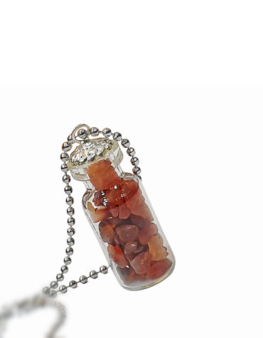 Small Red Carnelian Bottle Pendant,Mini Jar Necklace,Glass Bottle Pendant,Wishing Bottle,Carnelian Chip Bottle Pendant,Bottle Pendant