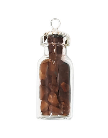 Bottle Pendant, Tiger Eye chips Bottle Pendant,Tigers Eye Necklace, healing crystals and stones Locket,Tiger Eye chips Bottle Pendant-Reiki Energized Bottle Locket