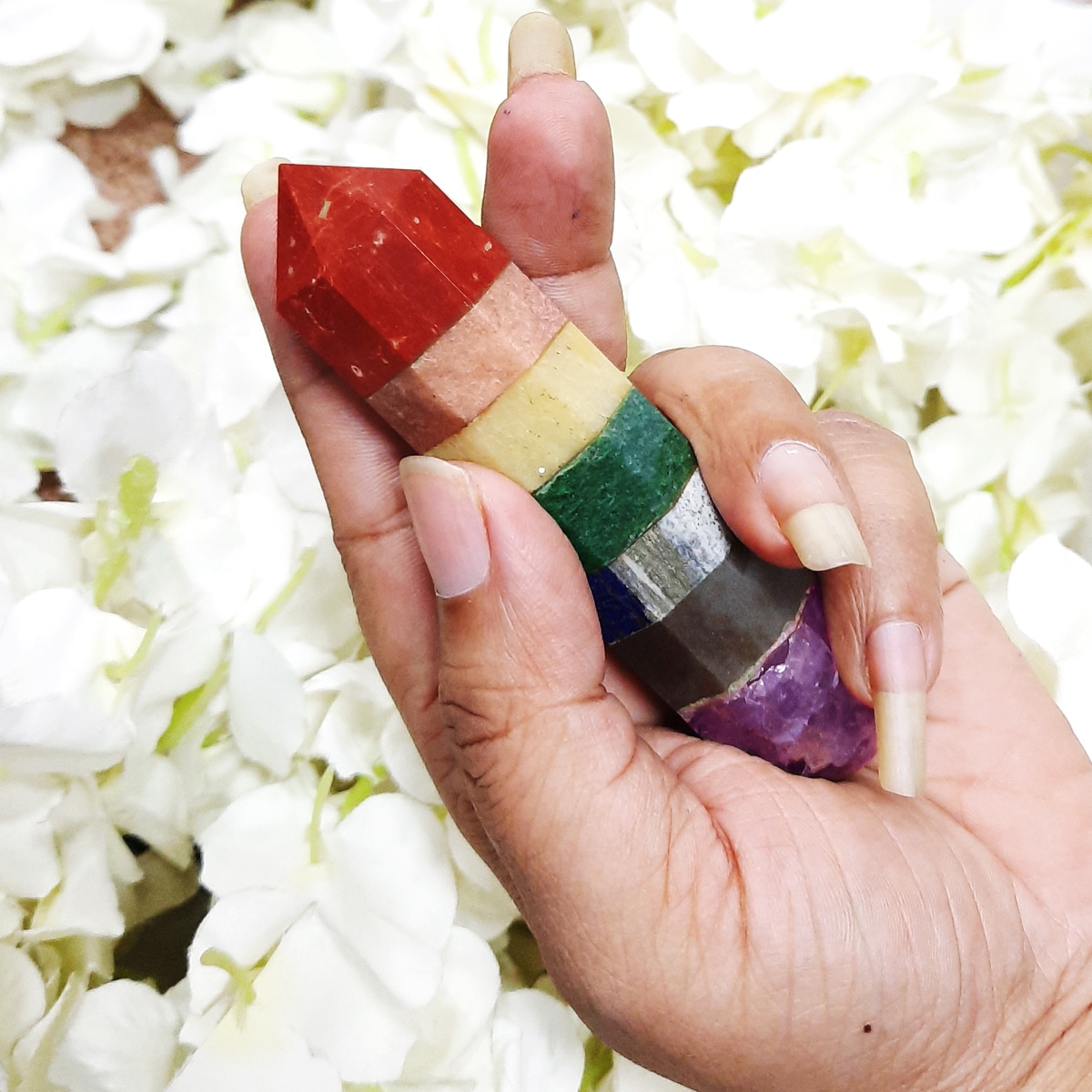 Seven Chakra Healing Wand,Pencil Point Crystal 7 Chakra Massager Wand