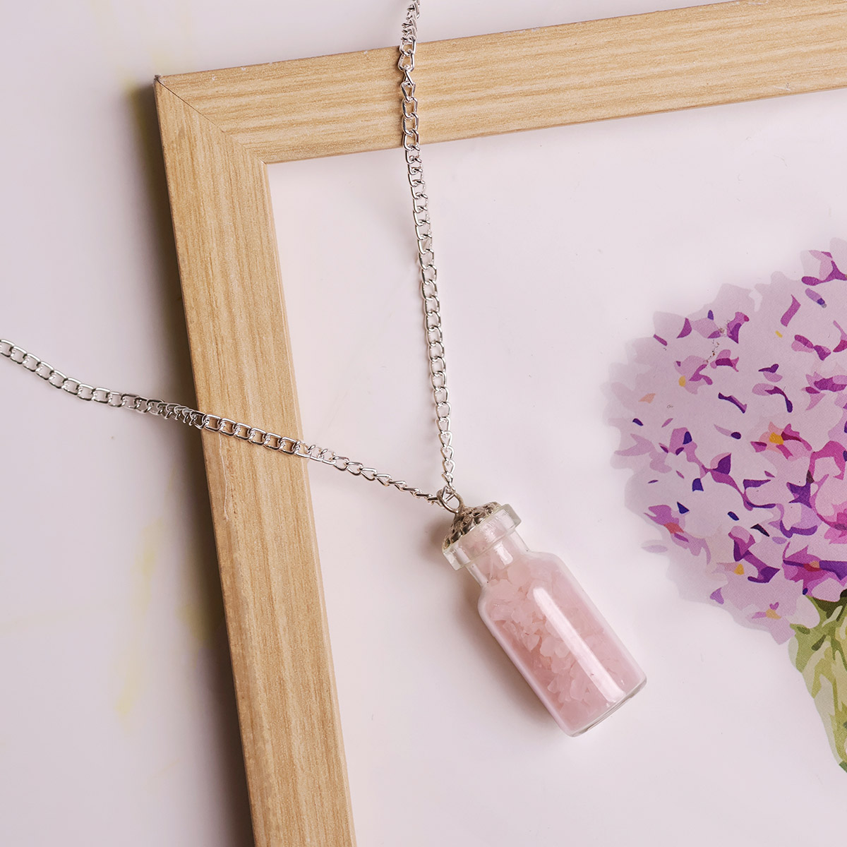 Rose Quartz Bottle Pendant, Mini Jar Locket Bottle Pendant (4)