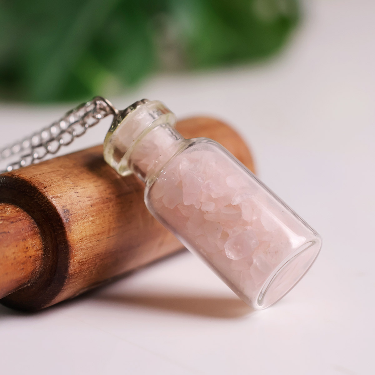 Rose Quartz Bottle Pendant, Mini Jar Locket Bottle Pendant (6)