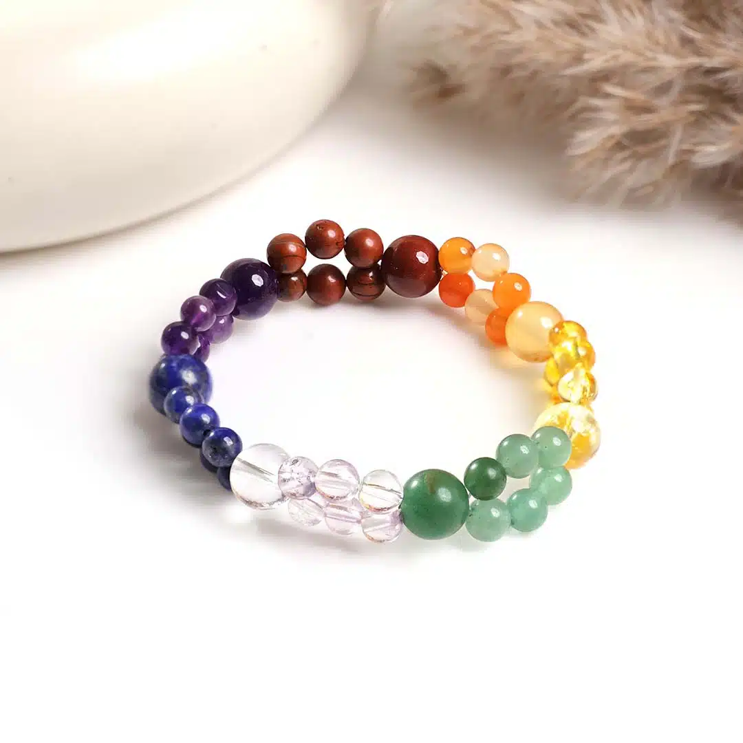 Shubhanjali-7 Chakra Bracelet 6mm-10mm Double Layer (2) Shop Natural 7 Chakra Bracelet 6mm-10mm Double Layer