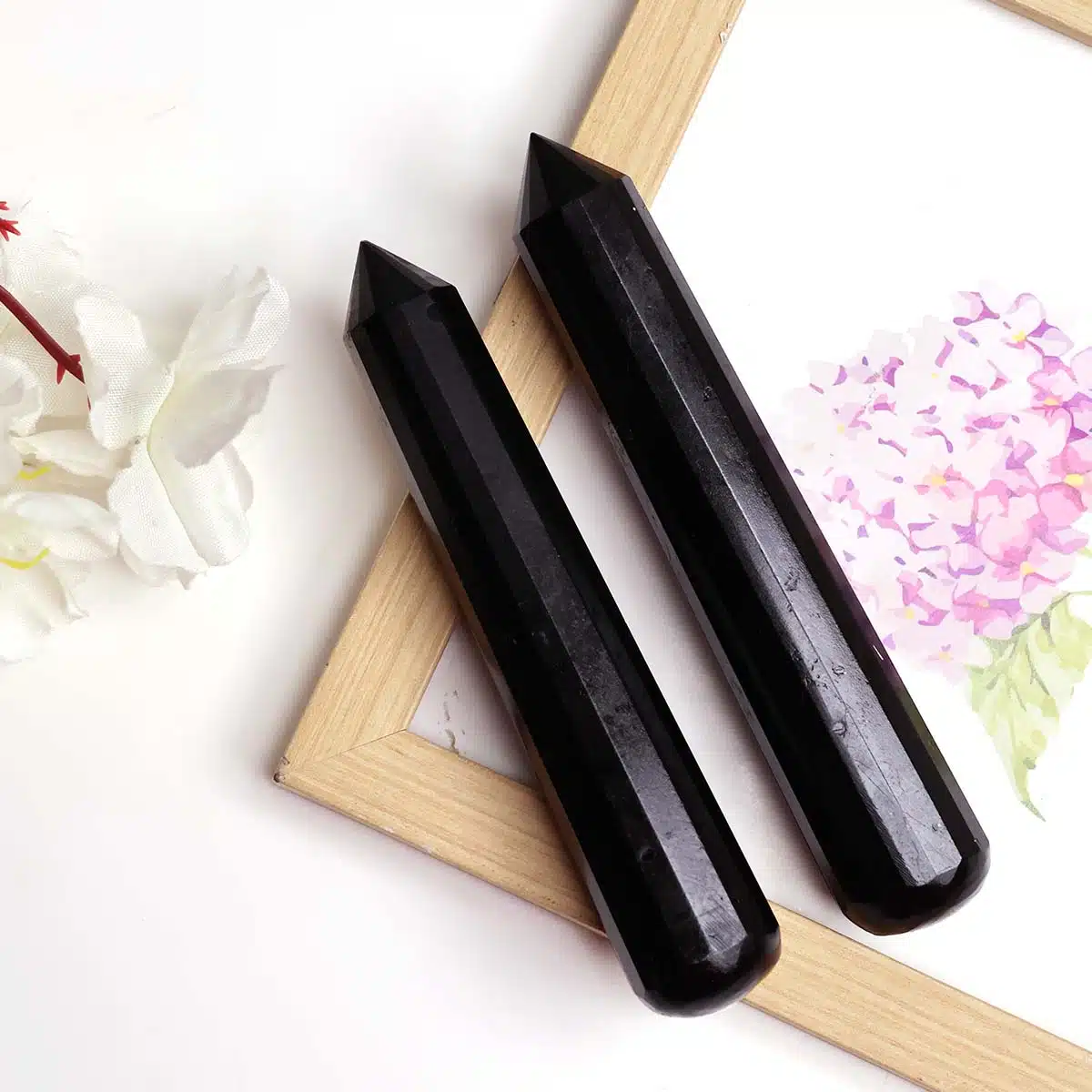 Shubhanjali-Black Tourmaline Pencil Massager Wand (1) Shop Black Tourmaline Crystal Pencil Massager Wand