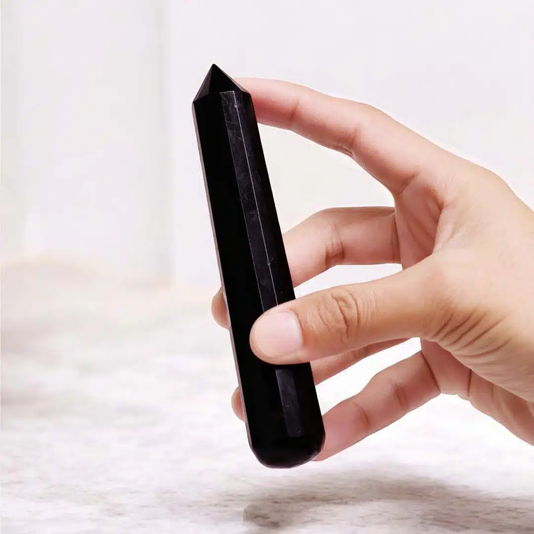 Shubhanjali-Black Tourmaline Pencil Massager Wand (2) Shop Black Tourmaline Crystal Pencil Massager Wand