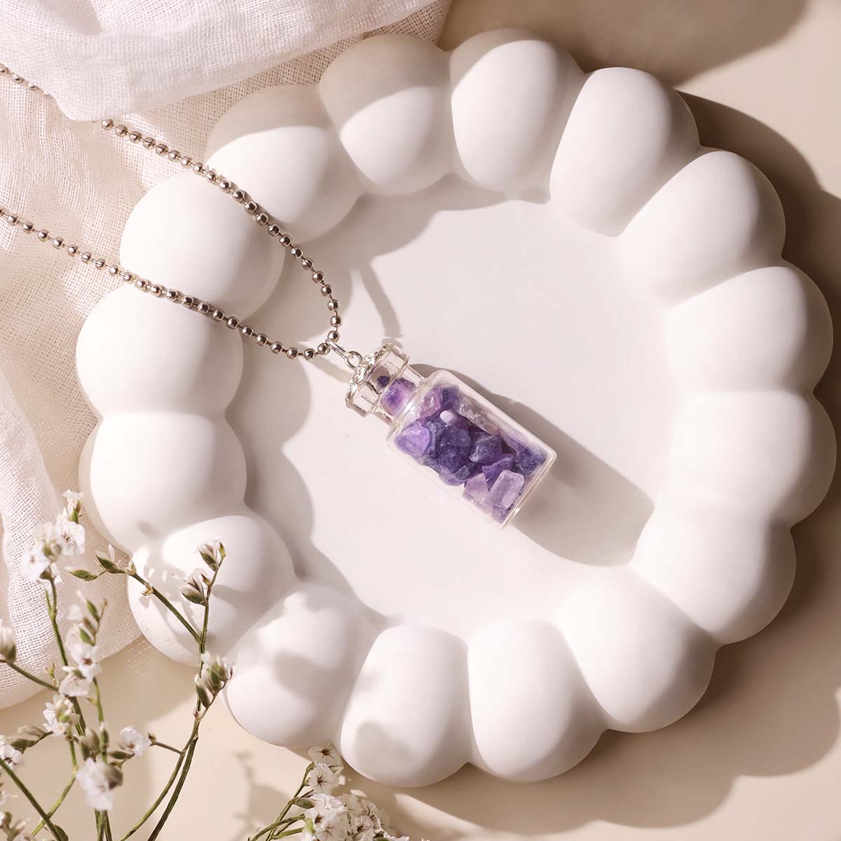 Small Amethyst Bottle Pendant,Mini Jar Glass Bottle Pendant (4)