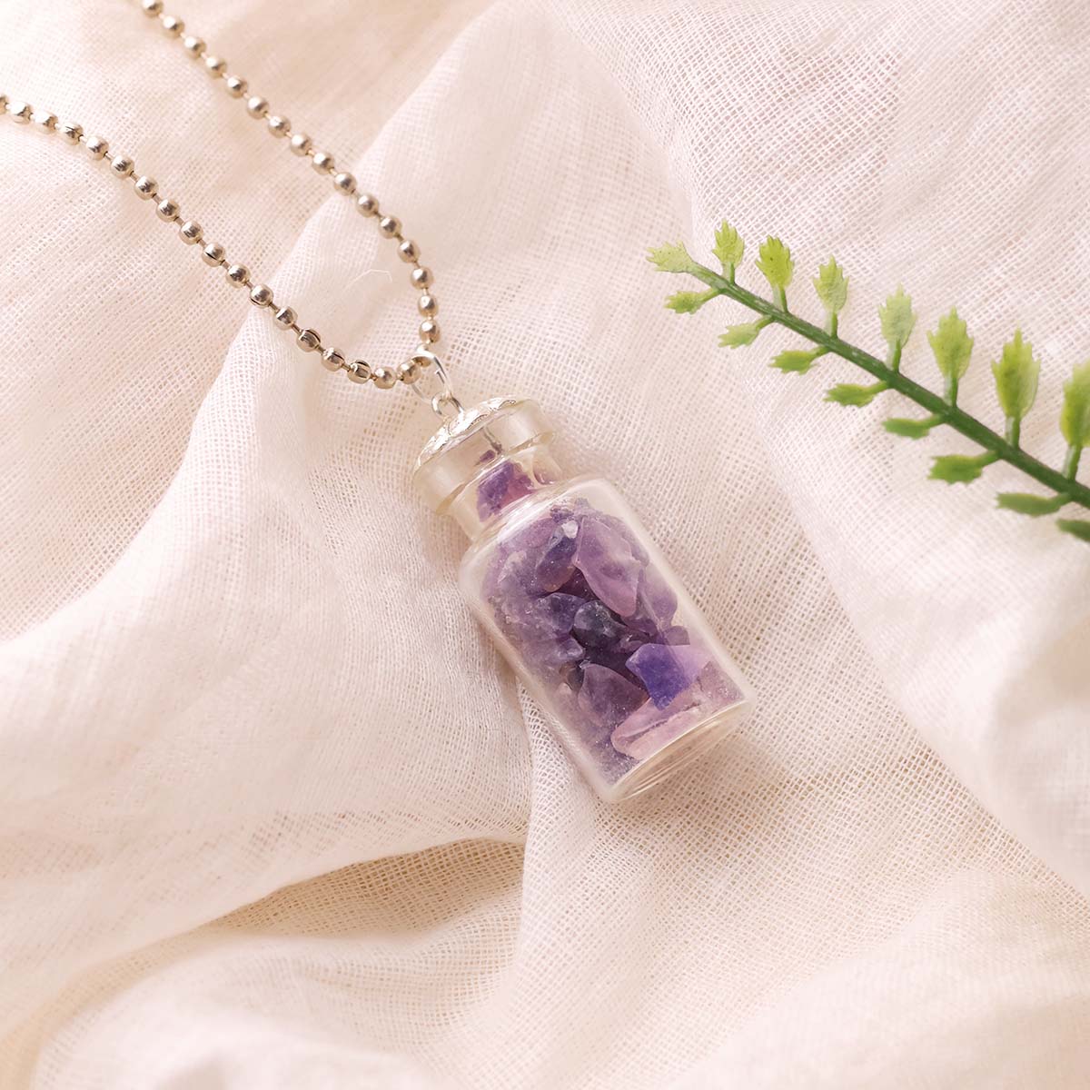 Small Amethyst Bottle Pendant,Mini Jar Glass Bottle Pendant (5)