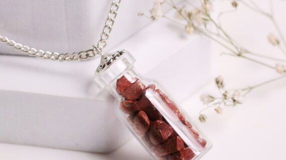 Small Red Jasper Bottle Pendant,Mini Jar Glass Bottle Pendant