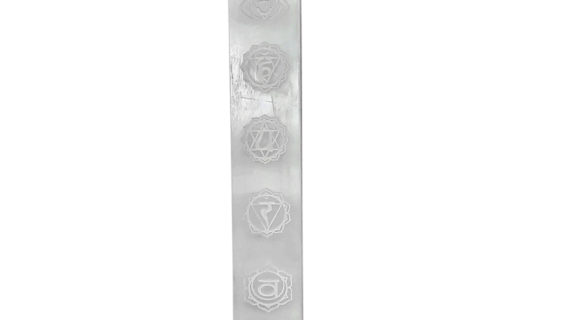 Selenite Seven Chakra Symbols Engraved Selenite Stick/Plate/Wands (22 Cm)