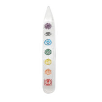 Selenite 7 Chakra Wand,Selenite Wands,Engraved Selenite Wands,Selenite Crystal Healing,Natural White Selenite 7 Chakra Magic Wand Single Point Sticks Massage Wand Selenite With 7 Chakras