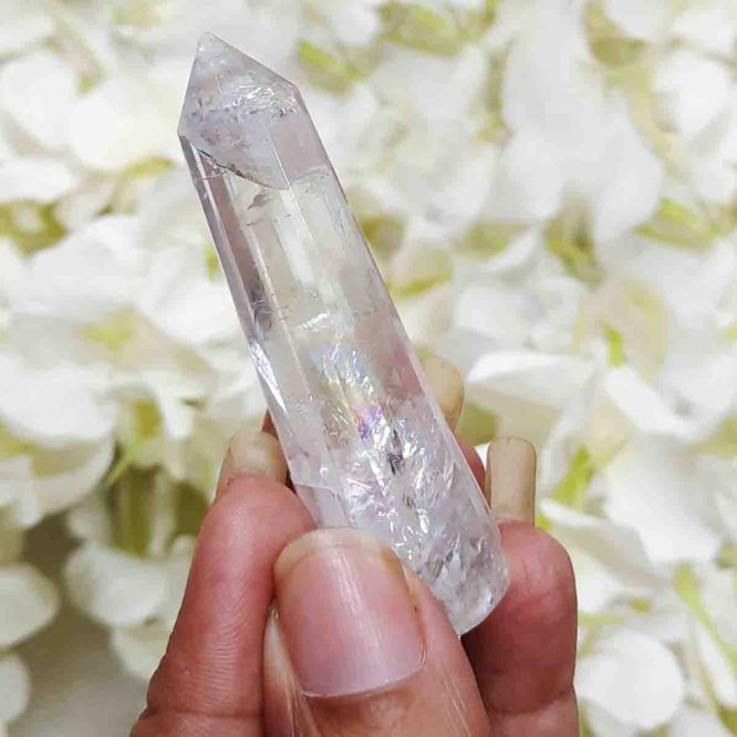 Shiv Shakti Natural Pencils Tower Pair Clear and Rose Quartz,Crystal Shiv Shakti Pair, Clear Quartz & Rose Quartz Energised Crystal Natural Pencils
