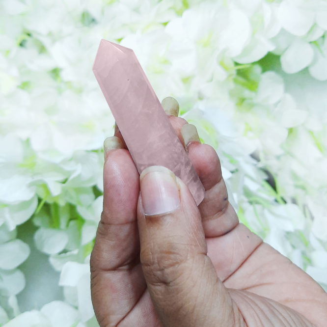 Shiv Shakti Natural Pencils Tower Pair Clear and Rose Quartz,Crystal Shiv Shakti Pair, Clear Quartz & Rose Quartz Energised Crystal Natural Pencils